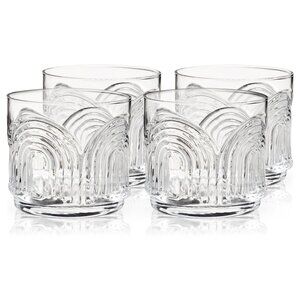 Viski Beau Crystal Lowball Tumblers, Set of 4